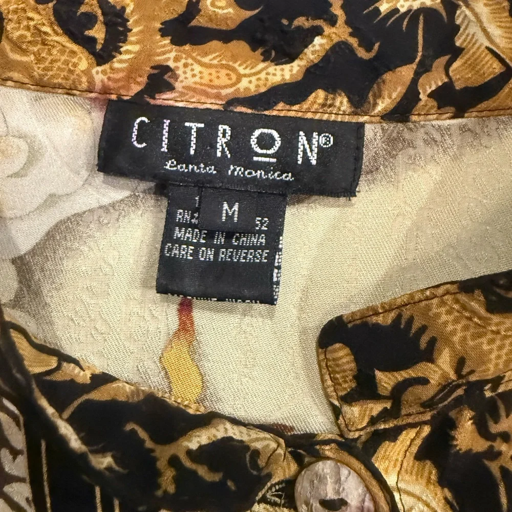 Citron Gold & Black Baroque Print Blouse - Picture 5 of 5